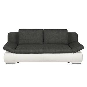 Schlafsofa Weyburn Webstoff / Kunstleder Grau / Weiß