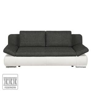 Schlafsofa Weyburn Webstoff / Kunstleder Grau / Weiß