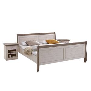 Set camera da letto Lyngby (4 pezzi) Bianco/Grigio pietra - Pino bianco Perlato & laccato / Grigio pietra