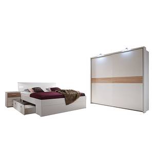 Chambre à coucher Veneta (4 éléments) Blanc / Imitation chêne de San Remo