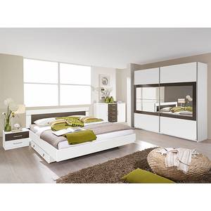 Chambre à coucher Venlo (4 éléments) Blanc alpin / Imitation wengé Shiraz Éléments décoratifs : imitation 180 x 200 cm Largeur d'armoire 271