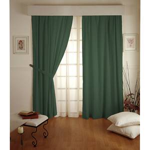 Rideau à passants Cotton Panama Vert sapin - 130 x 310 cm