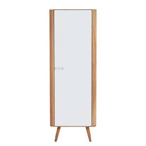 Buffet haut Loca Partiellement en chêne sauvage massif - Blanc / chêne sauvage clair - Largeur : 60 cm