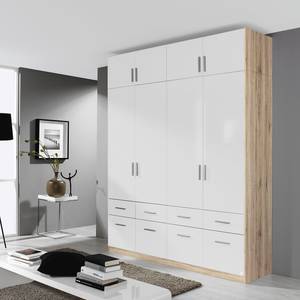 Modulo armadio Celle Effetto quercia di Sonoma / Bianco lucido - Larghezza: 181 cm