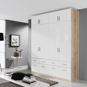 Kast opzetstuk Celle Sonoma eikenhouten look/hoogglans wit - Breedte: 181 cm