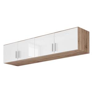 Kast opzetstuk Celle Hoogglans wit/Lichte San Remo eikenhouten look - Breedte: 181 cm