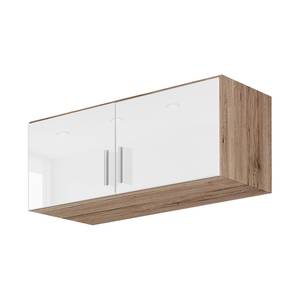 Kast opzetstuk Celle Hoogglans wit/Lichte San Remo eikenhouten look - Breedte: 91 cm