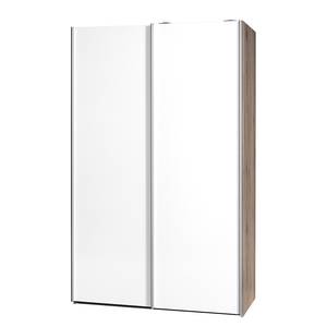 Armoire portes coulissantes Soft Smart 2 Blanc / Imitation chêne San Remo - Largeur : 120 cm