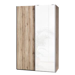 Armoire portes coulissantes Soft Smart 2 Blanc brillant / Imitation chêne de San Remo - Largeur : 120 cm