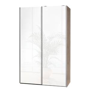 Armoire portes coulissantes Soft Smart 2 Blanc brillant / Imitation chêne de San Remo - Largeur : 120 cm