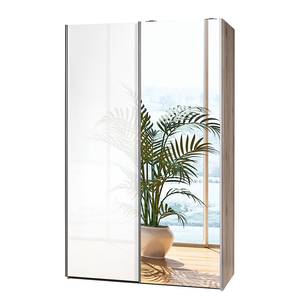 Armoire portes coulissantes Soft Smart 2 Blanc brillant / Imitation chêne de San Remo - Largeur : 120 cm