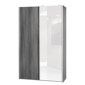 Armoire portes coulissantes Soft Smart 2 Imitation Grevillea / Blanc brillant - Largeur : 120 cm