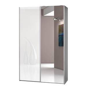 Schwebetürenschrank Soft Smart II Silbereiche Dekor / Hochglanz Weiß - Breite: 120 cm