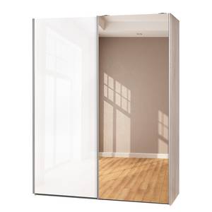 Armoire portes coulissantes Soft Smart 2 Imitation chêne / Blanc brillant - Largeur : 150 cm