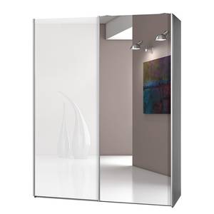 Armoire portes coulissantes Soft Smart 2 Imitation Grevillea / Blanc brillant - Largeur : 150 cm