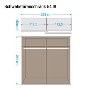 Zweefdeurkast Tarragona metallic grijs/San Remo eikenhouten look - Breedte: 226 cm