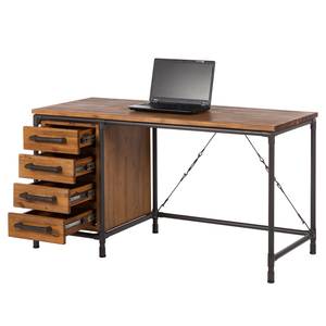 Schreibtisch Atelier Akazie teilmassiv / Metall - Akazie / Schwarz