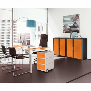 Bureau easyDesk Blanc / Orange - 140 x 80 cm
