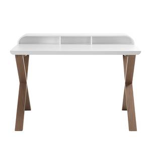 Bureau Kenmare Bois massif partiel - Blanc mat / Chêne