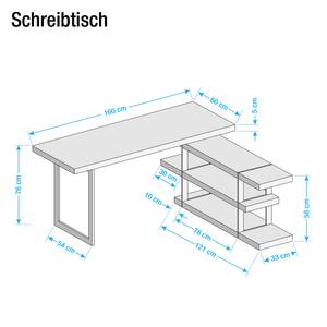 Schreibtisch Kempton Esche / Hochglanz Weiß