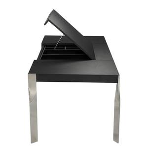 Bureau Letitia Cuir véritable / Acier inoxydable - Noir