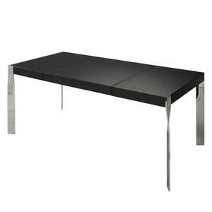 Bureau Letitia Cuir véritable / Acier inoxydable - Noir