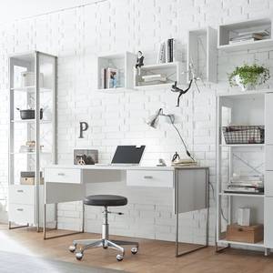 Bureau Pryor II witte pijnboomhouten look/zilverkleurig