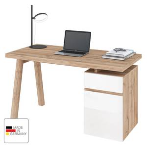 Schreibtisch Rya Hochglanz Weiß / Balkeneiche Dekor