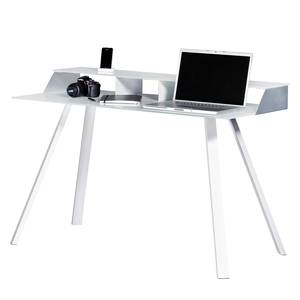 Bureau Smart Work Verre / Aluminium - Blanc / Argenté