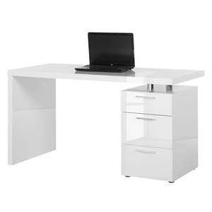 Schreibtisch Teshie Hochglanz Weiß - Hochglanz Weiß