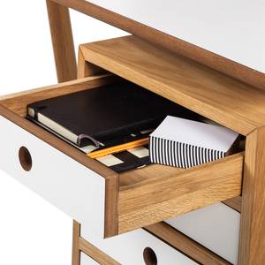 Bureau Why Wood deels massief eikenhout - wit/lichte eikenhouten look