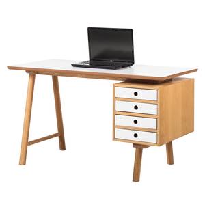 Bureau Why Wood deels massief eikenhout - wit/lichte eikenhouten look