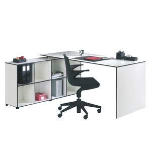Schreibtisch-Kombination Bianconero Weiß - mit Tisch: 180 x 70cm