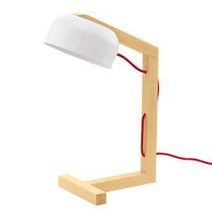 Lampe de bureau Gizzera Acier / Hêtre massif - 1 ampoule - Blanc / Hêtre