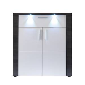 Armoire de vestibule Bigio Imitation frêne gris / Blanc - Avec éclairage