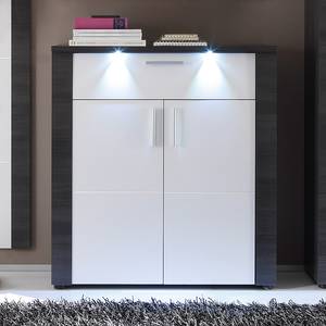 Armoire de vestibule Bigio Imitation frêne gris / Blanc - Avec éclairage