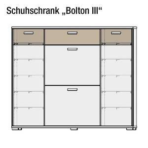 Schoenenkast Bolton III wit/massief eikenhout