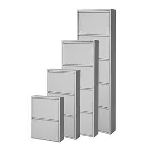 Schoenenkast Cabinet metaal aluminiumkleurig 4 kleppen - Hoogte: 140 cm