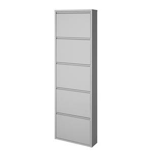 Armoire à chaussures Cabinet Métal couleur aluminium - 5 abattants - Hauteur : 174 cm