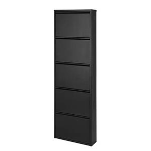 Schoenenkast Cabinet zwart metaal - 5 kleppen - Hoogte: 174 cm