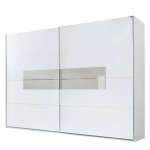 Armoire à portes coulissantes Arvada Blanc, gris sable - Blanc alpin / Verre prosecco - Largeur : 200 cm