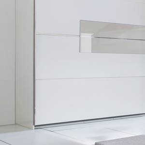 Armoire à portes coulissantes Arvada Blanc, gris sable - Blanc alpin / Verre prosecco - Largeur : 200 cm