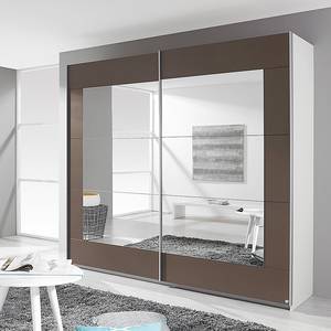 Armoire à portes coulissantes Alegro Blanc alpin / Verre lava - Largeur : 271 cm