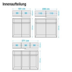 Armoire à portes coulissantes Alegro Blanc alpin / Verre lava - Largeur : 226 cm