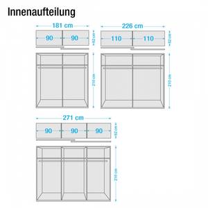 Zweefdeurkast Alegro San Remo eikenhouten look/lavakleurig - Breedte: 226 cm