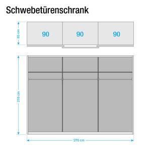 Schwebetürenschrank Satui Eiche Sägerau Dekor - Breite: 270 cm