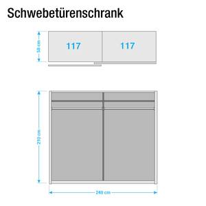 Schwebetürenschrank Ambrosia Hochglanz Weiß - 240 x 210 cm - 2 Türen