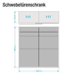 Schwebetürenschrank Ambrosia Hochglanz Weiß - 240 x 240 cm - 2 Türen