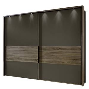 Zweefdeurkast Ancona truffeleikenhouten look - Havanna/truffeleikenhouten look - Breedte: 200 cm - 2 deuren - Met passe-partout lijst - Met verlichting