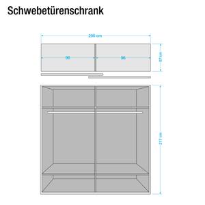 Schwebetürenschrank Ancona Trüffeleiche Dekor - Havanna / Trüffeleiche Dekor - Breite: 200 cm - 2 Türen - Mit Passepartoutrahmen - Mit Beleuchtung